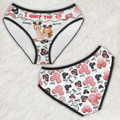 Give Me The D - Personalized Mouse Lace Border Women Briefs