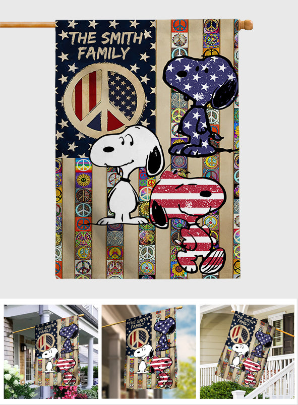 Cute Dogs Hippie Soul Retro Flag - Personalized Hippie House Flag