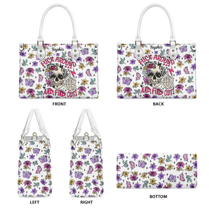 Fuck Around And Find Out - Personalized Skull Leather Handbag