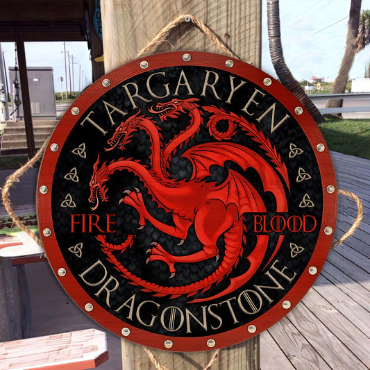 The Song Of Ice And Fire - Personalized Thrones Game Round Wood Sign