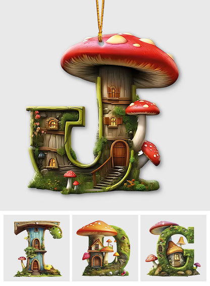 Mushroom Letter Ornament - Personalized Mushroom Ornament