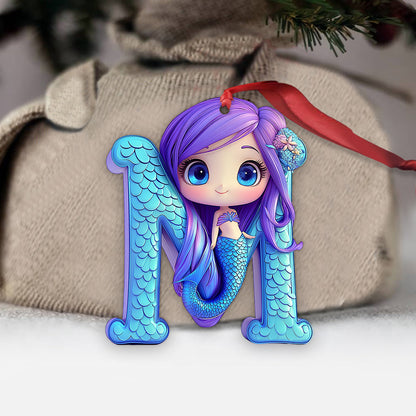 Beautiful Mermaid Letter Ornament - Personalized Kid Ornament