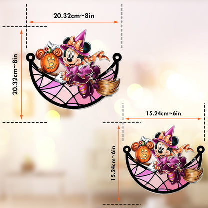 Witch On The Moon - Personalized Mouse Window Hanging Suncatcher Ornament