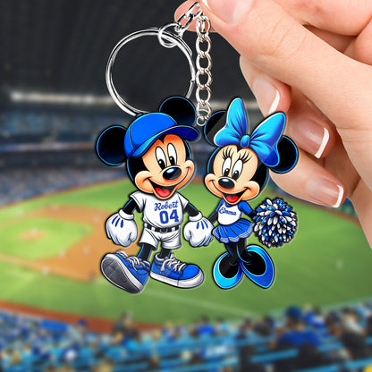 Mouse Couple Baseball - Personalized Baseball Custom Shaped Keychain