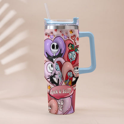 We're Simply Meant To Be Nightmare Couple - Personalized Nightmare Tumbler With Handle