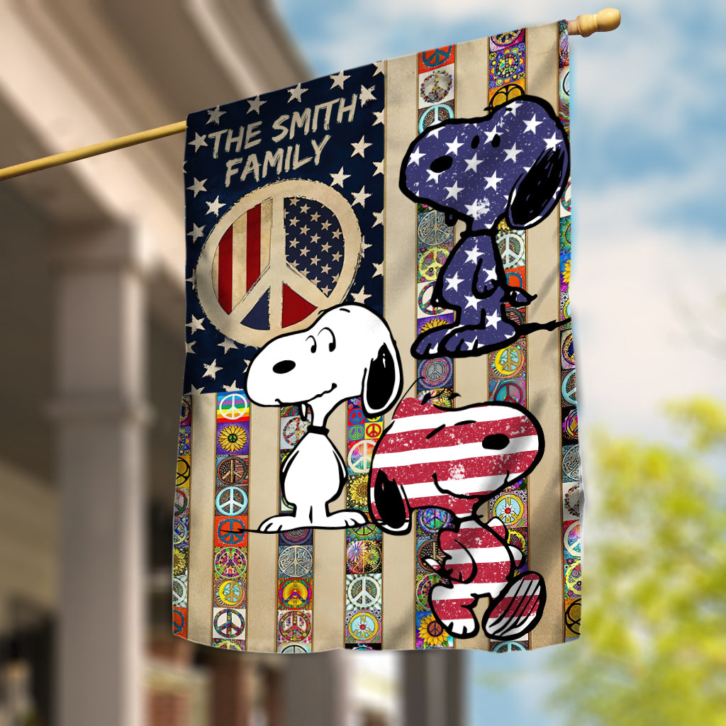 Cute Dogs Hippie Soul Retro Flag - Personalized Hippie House Flag