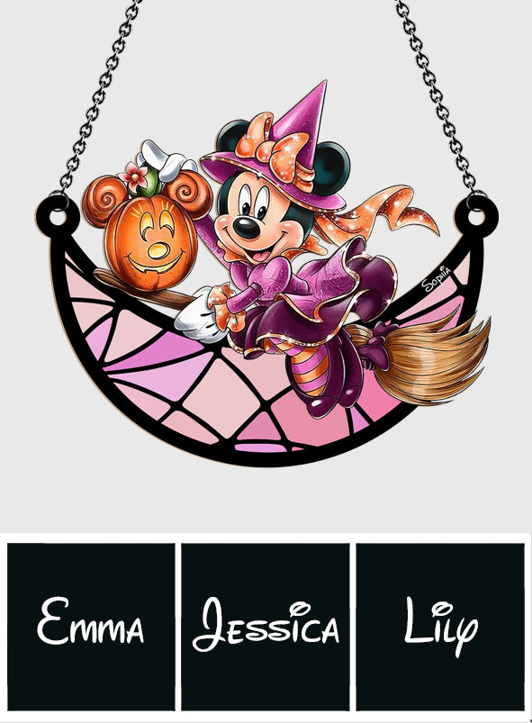 Witch On The Moon - Personalized Mouse Window Hanging Suncatcher Ornament
