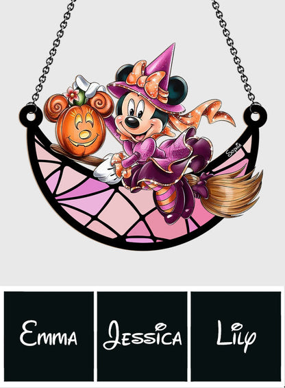 Witch On The Moon - Personalized Mouse Window Hanging Suncatcher Ornament