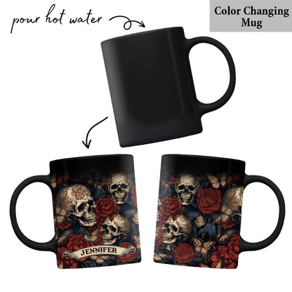 Vintage Rose Skull - Personalized Skull Mug