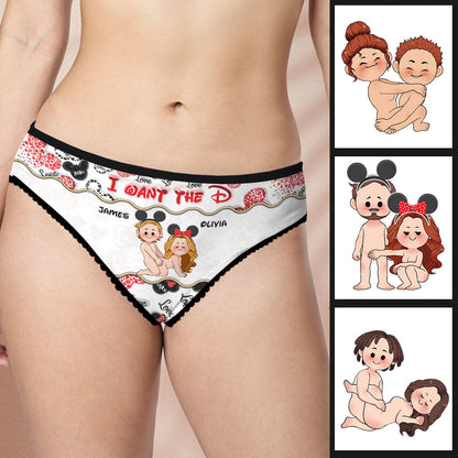 Give Me The D - Personalized Mouse Lace Border Women Briefs