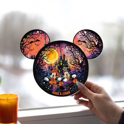 Halloween Mouse Couple - Personalized Mouse Window Hanging Suncatcher Ornament