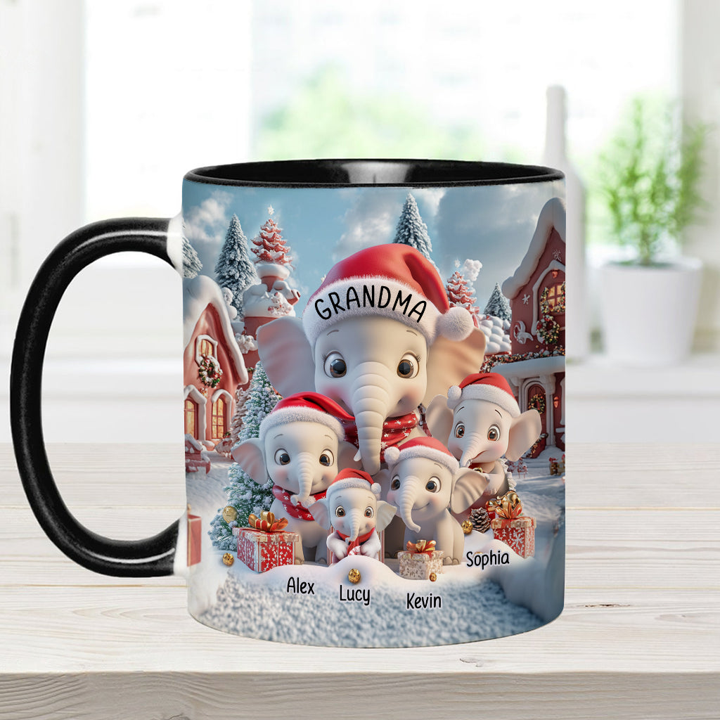 Any Title Cute Elephant - Personalized Grandma Accent Mug