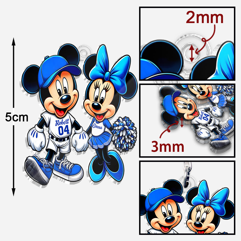 Mouse Couple Baseball - Personalized Baseball Custom Shaped Keychain