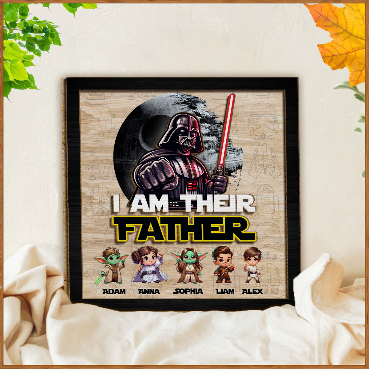 I'm Their Father Fist Bump Daddy's Team - Personalized The Force 2 Layered Wood Sign / Wood Plaque