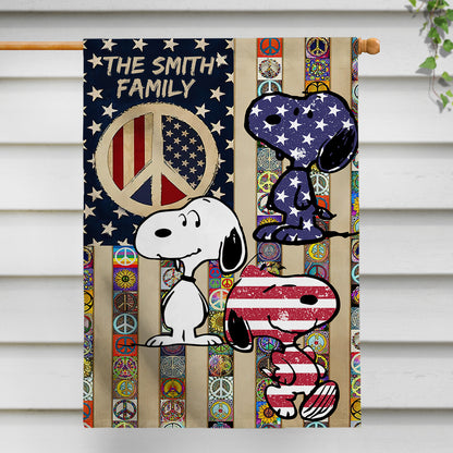 Cute Dogs Hippie Soul Retro Flag - Personalized Hippie House Flag