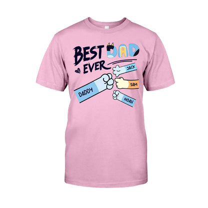 Best Dad Mom Ever Cool Blue Dog Fist - Personalized Father T-shirt And Hoodie
