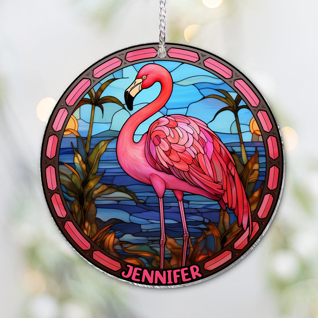 Love Flamingos - Personalized Flamingo Transparent Ornament