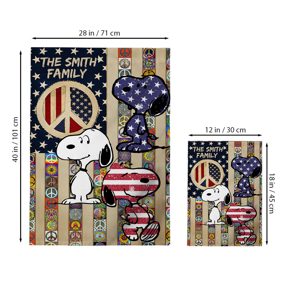 Cute Dogs Hippie Soul Retro Flag - Personalized Hippie House Flag