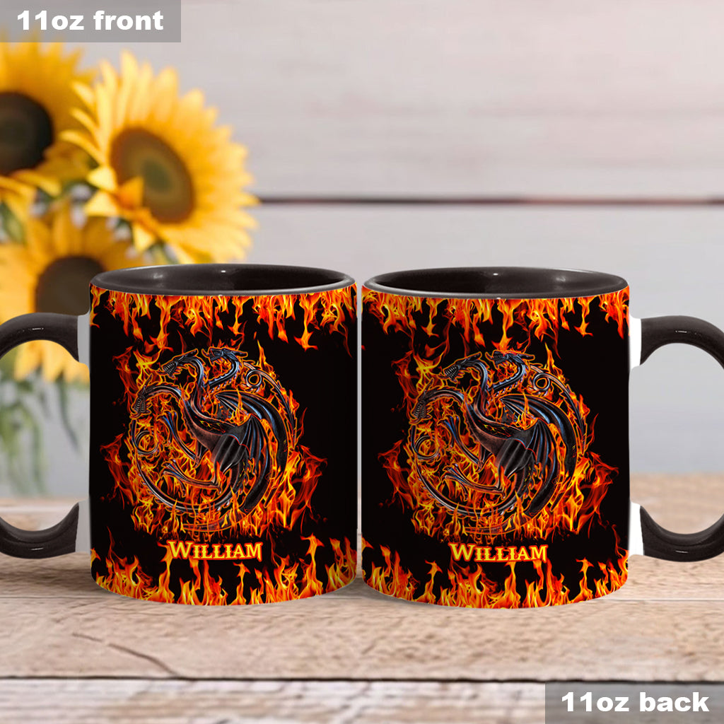 Fire And Blood - Personalized Thrones Game Accent Mug
