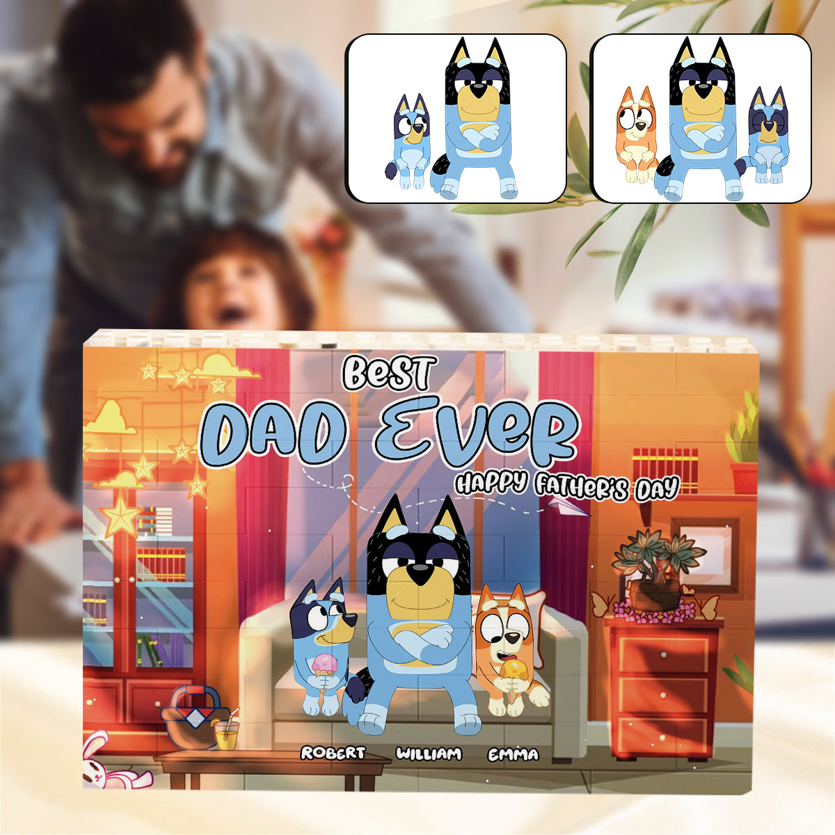 Best Dad Ever Happy Father's Day - Personalized Father One-sided Horizontal Rectangle Building Brick Blocks