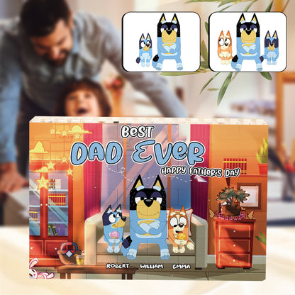 Best Dad Ever Happy Father's Day - Personalized Father One-sided Horizontal Rectangle Building Brick Blocks