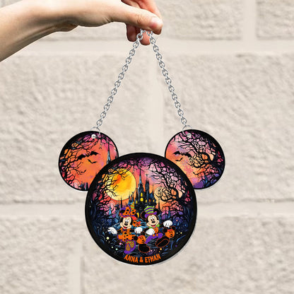 Halloween Mouse Couple - Personalized Mouse Window Hanging Suncatcher Ornament
