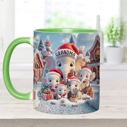 Any Title Cute Elephant - Personalized Grandma Accent Mug