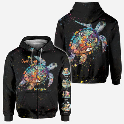 This Grandma Mom Belongs To - Personalized Turtle All Over Shirt