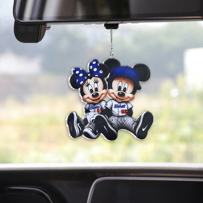 Mouse Couple Baseball - Personalized Baseball Custom Shaped Car Ornament