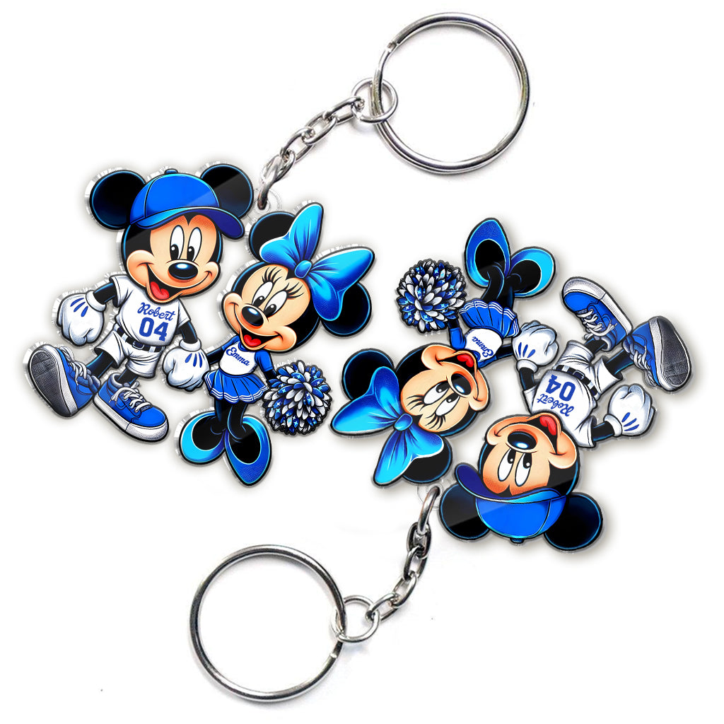 Mouse Couple Baseball - Personalized Baseball Custom Shaped Keychain