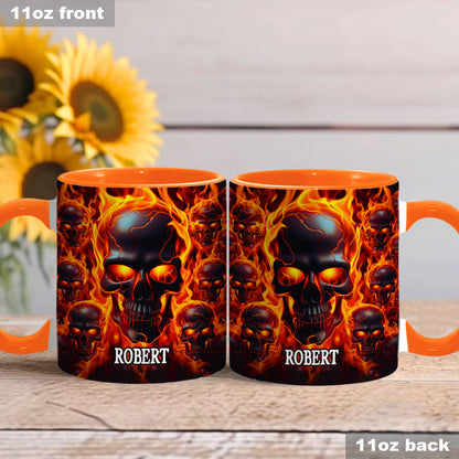 Melted Skull On Fire - Personalized Skull Accent Mug