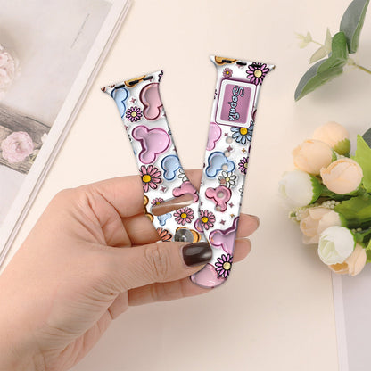 Beautiful Mouse Floral Style - Personalized Mouse Apple Watch Band