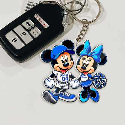 Mouse Couple Baseball - Personalized Baseball Custom Shaped Keychain