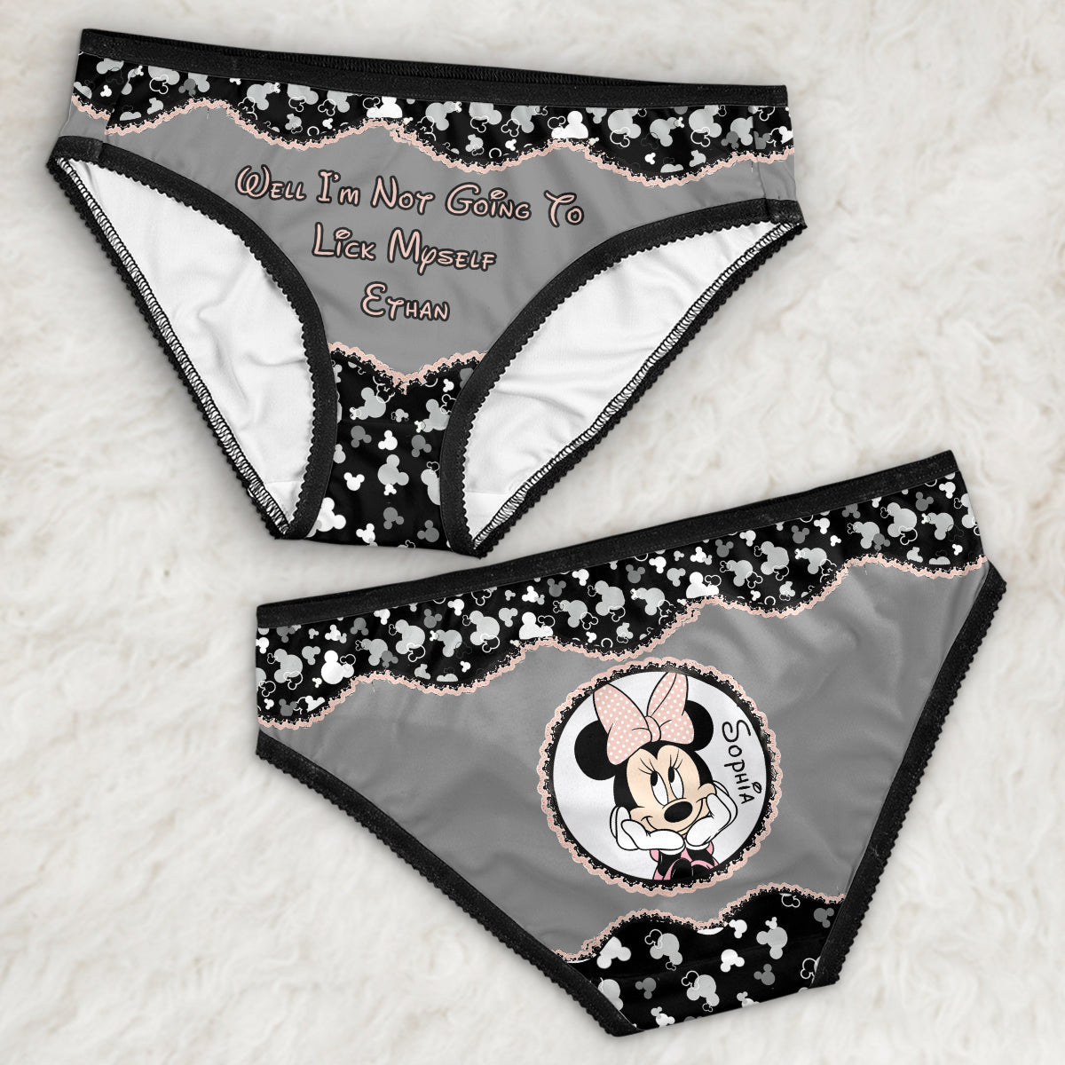 Well I'm Not Going To Lick Myself - Personalized Mouse Lace Border Women Briefs