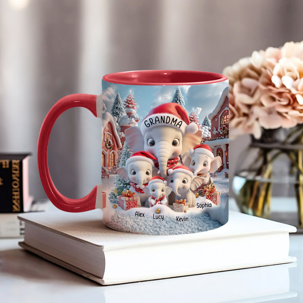 Any Title Cute Elephant - Personalized Grandma Accent Mug