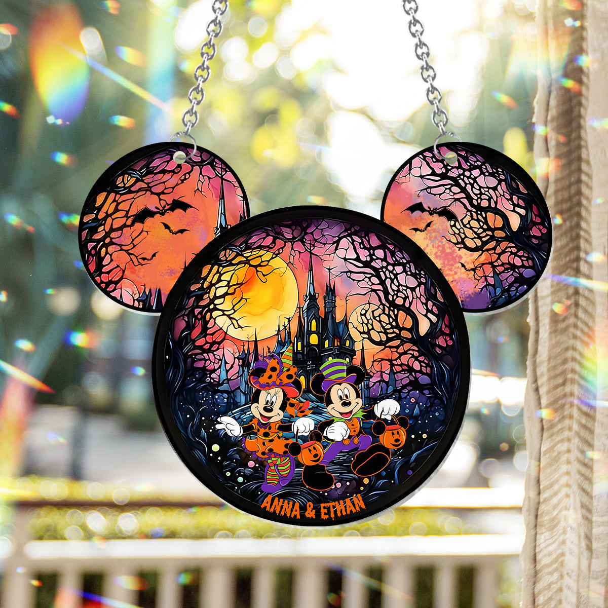 Halloween Mouse Couple - Personalized Mouse Window Hanging Suncatcher Ornament
