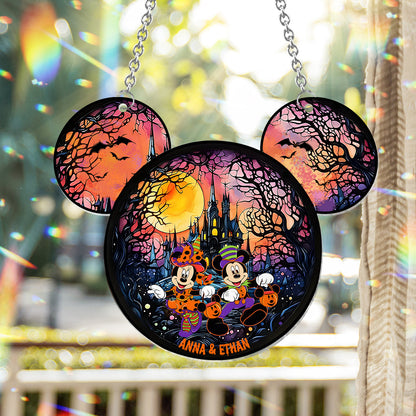 Halloween Mouse Couple - Personalized Mouse Window Hanging Suncatcher Ornament