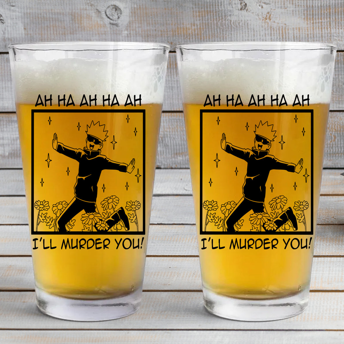 Anime Funny Ah Ha Ha - Beer Glass