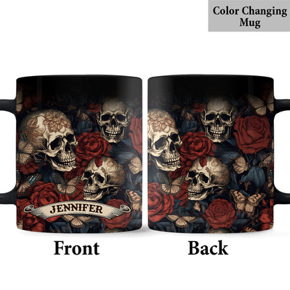 Vintage Rose Skull - Personalized Skull Mug