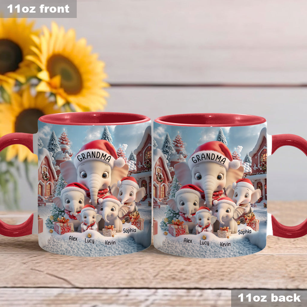 Any Title Cute Elephant - Personalized Grandma Accent Mug