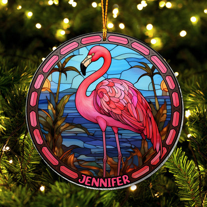 Love Flamingos - Personalized Flamingo Transparent Ornament