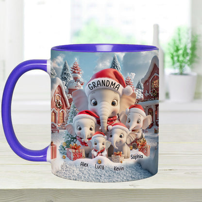 Any Title Cute Elephant - Personalized Grandma Accent Mug