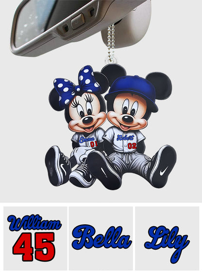 Mouse Couple Baseball - Personalized Baseball Custom Shaped Car Ornament