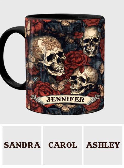 Vintage Rose Skull - Personalized Skull Mug