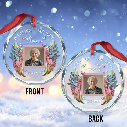 Forever In My Heart - Personalized Memorial Round Shaped Glass Ornament