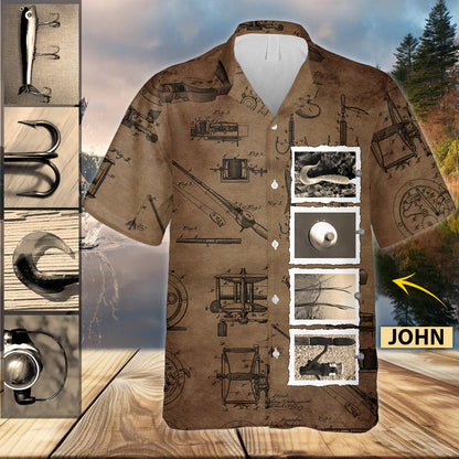 Vintage Fishing Custom Name - Personalized Fishing Hawaiian Shirt