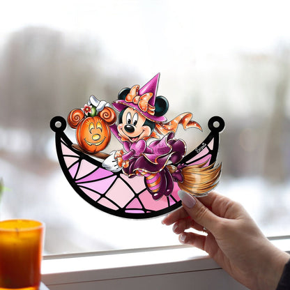 Witch On The Moon - Personalized Mouse Window Hanging Suncatcher Ornament