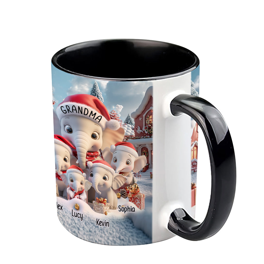 Any Title Cute Elephant - Personalized Grandma Accent Mug