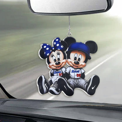 Mouse Couple Baseball - Personalized Baseball Custom Shaped Car Ornament