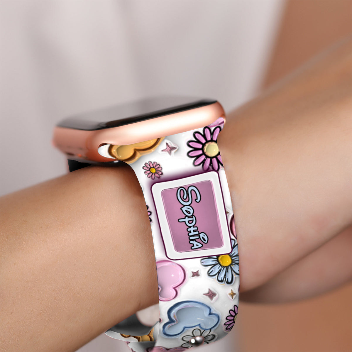 Beautiful Mouse Floral Style - Personalized Mouse Apple Watch Band